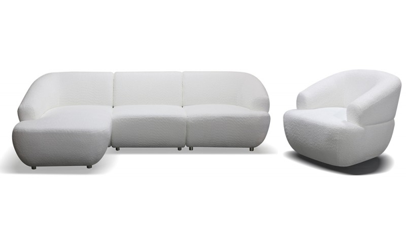 VALENCIA CHAISE LOUNGE AND SINGLE SWIVEL CHAIR SET IN FABRIC